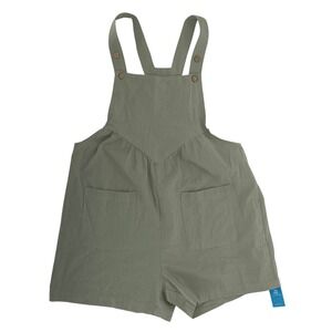 Cupshe Womens Sage Green Cotton Overall Romper Bib Shorts Size M NWT